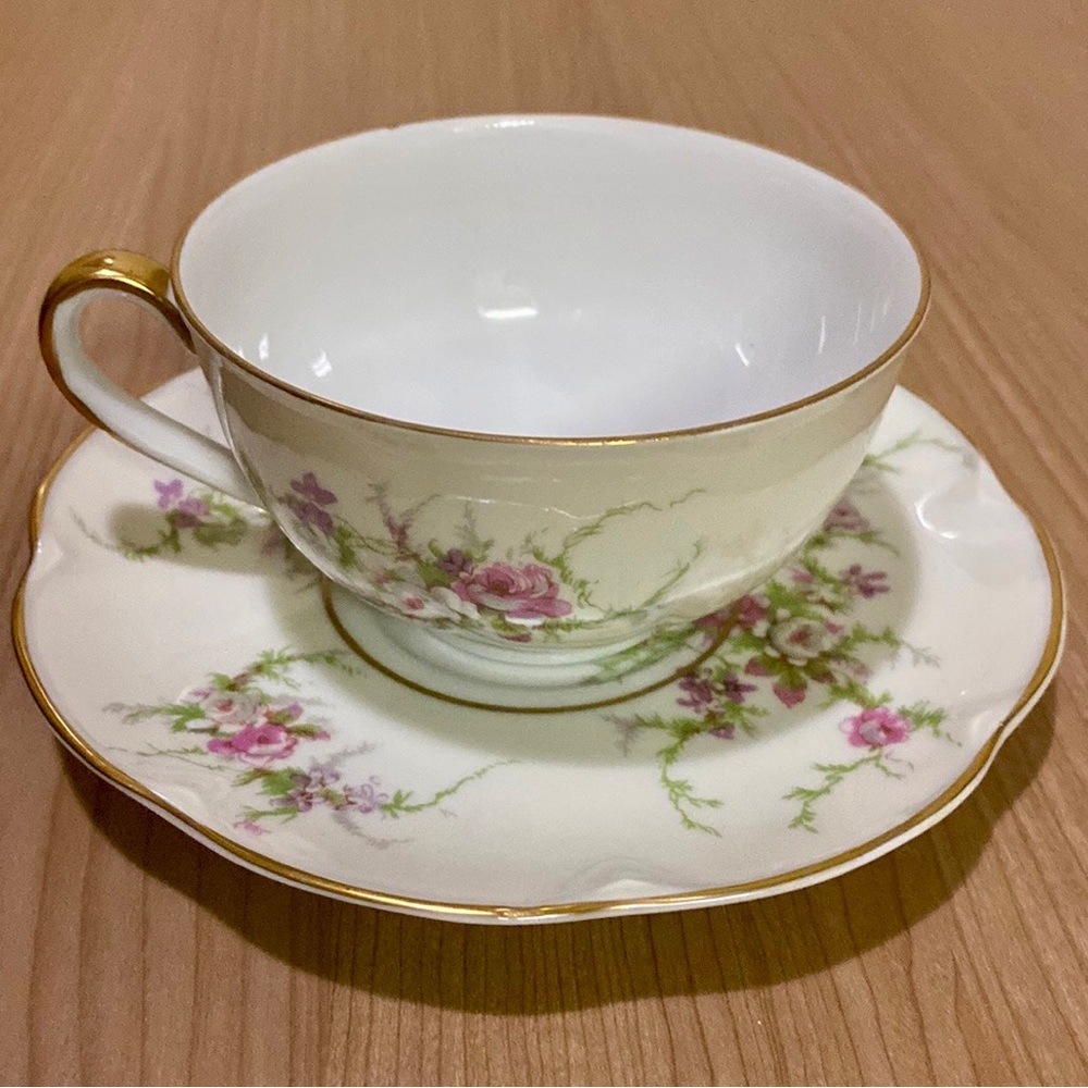 Haviland Theodore Rosalinde - set of 4 tea cups (coffee) + 4 saucers